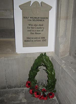 memorial commemorating Rolf Wilhelm Baron von Seldeneck in Univ's Chapel