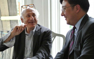 Michael Nyman with Univ's Dr Matthew Cheung Salisbury