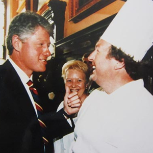President Clinton with Head Chef, Ken Tucker, and with Sandra Williamson, then Hall Supervisor