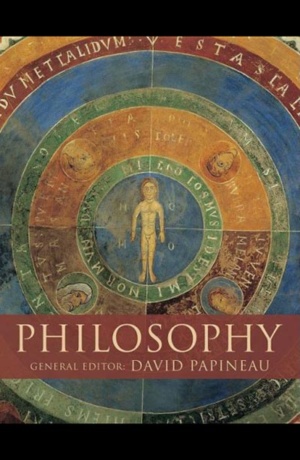 Philosophy book cover - medieval illustration of mans place in the universe