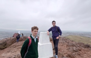 On top of Arthur’s Seat in Edinburgh following the trip to Herriot Watt University. Standing with David Heathcote, chemistry postdoctoral student in Vallance group. 