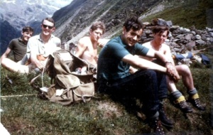 Tony Firth as one of the boys at Col de Tricot: (from left) Michael Hand, Mark Blythe, Nick Owen, Tony Firth, Miles Tuely. 