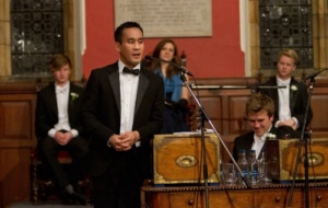 Patrick Chung speaking at a debate at the Oxford Union