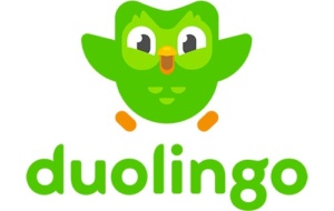 Duolingo logo with green owl