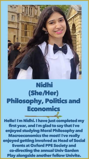 Nidhi (She/Her) Philosophy, Politics and Economics 