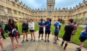 group of runners in main quad