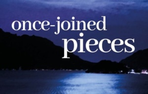Book cover with sea and text saying "once-joined pieces"