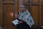 Valerie Amos holing a microphone