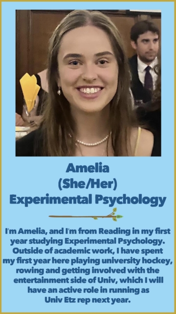 Amelia (She/Her) Experimental Psychology