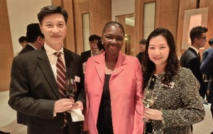 Valerie and two OMs at the Hong Kong reception