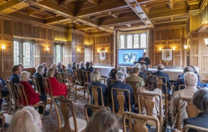 William of Durham Day 2026 - a speaker in the Alington Room at University College