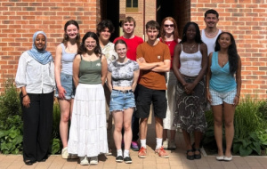 A group of student telethon callers standing outside