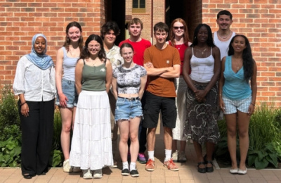 A group of student telethon callers standing outside